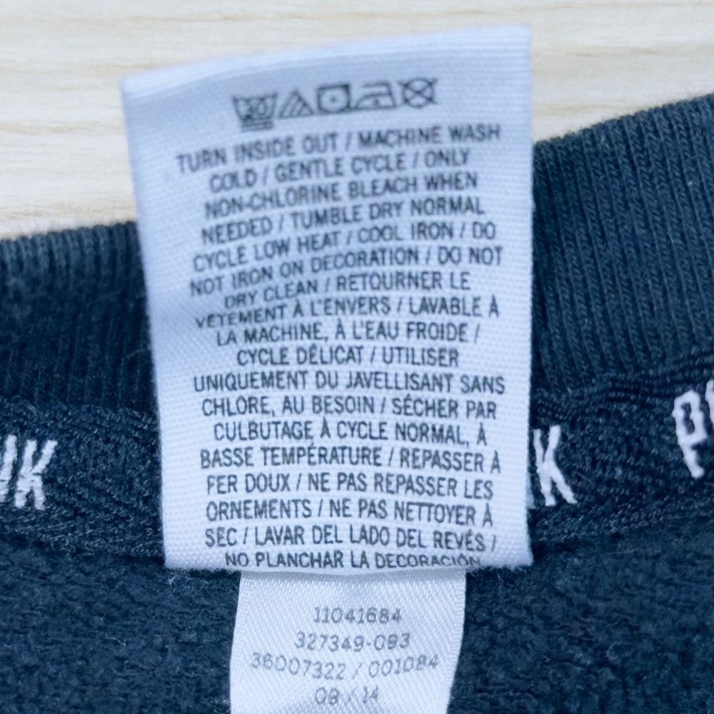 Victoria's Secret PINK Black Sweatshirt with Silver Lettering sz S - Picture 7 of 7
